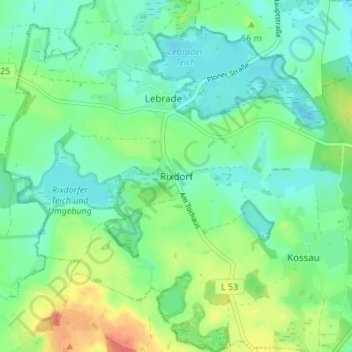 Topografische kaart Rixdorf, hoogte, reliëf