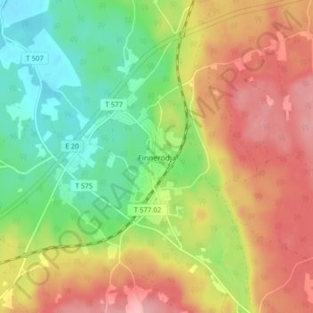 Topografische kaart Finnerödja, hoogte, reliëf