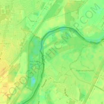 Topografische kaart Op de Weerd, hoogte, reliëf