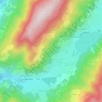 Topografische kaart L'Écoffon, hoogte, reliëf