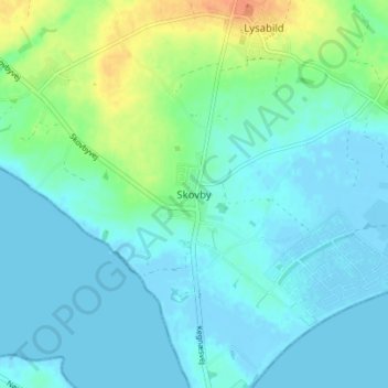 Topografische kaart Skovby, hoogte, reliëf