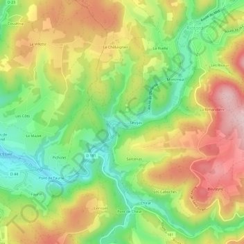 Topografische kaart Leygat, hoogte, reliëf