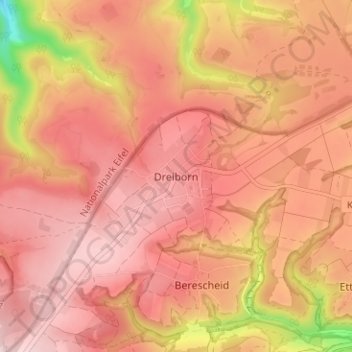 Topografische kaart Dreiborn, hoogte, reliëf