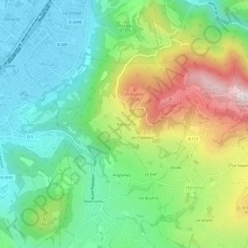Topografische kaart Romage, hoogte, reliëf