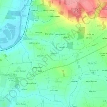 Topografische kaart La Daviais, hoogte, reliëf