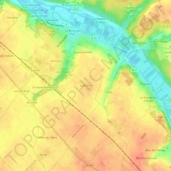 Topografische kaart La Bruère, hoogte, reliëf
