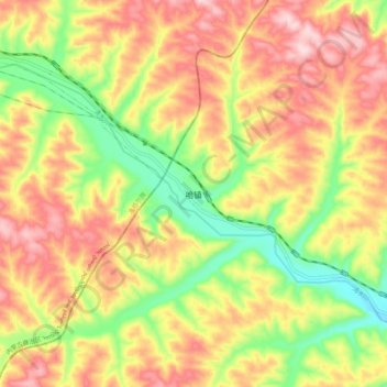 Topografische kaart 哈镇, hoogte, reliëf