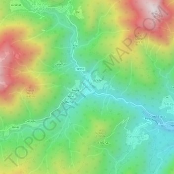 Topografische kaart Dont, hoogte, reliëf
