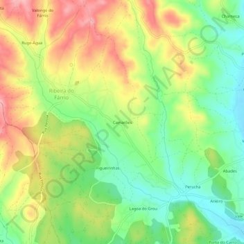 Topografische kaart Camarões, hoogte, reliëf