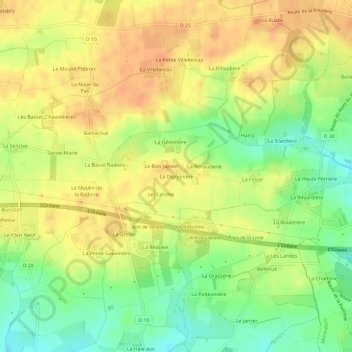 Topografische kaart La Digonnière, hoogte, reliëf
