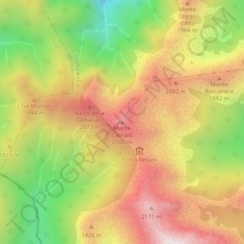 Topografische kaart Monte Capraro, hoogte, reliëf