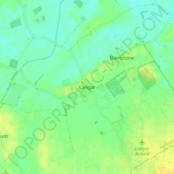 Topografische kaart Langar, hoogte, reliëf