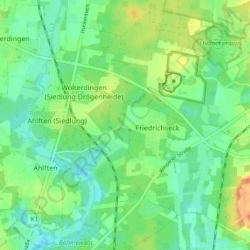 Topografische kaart Drögenheide, hoogte, reliëf
