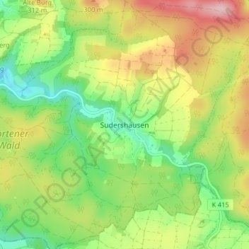 Topografische kaart Sudershausen, hoogte, reliëf
