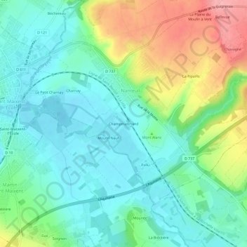 Topografische kaart Champmarchand, hoogte, reliëf