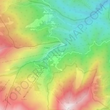 Topografische kaart Mònesi di Mendatica, hoogte, reliëf
