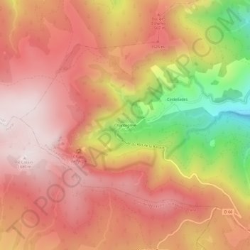 Topografische kaart Chantegrive, hoogte, reliëf
