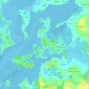 Topografische kaart Locoal, hoogte, reliëf