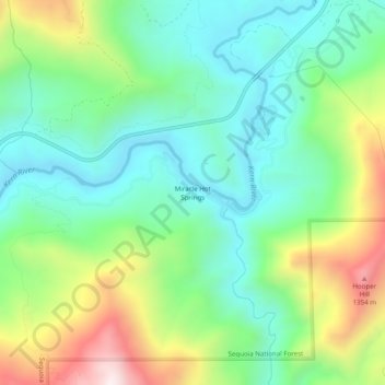Topografische kaart Miracle Hot Springs, hoogte, reliëf