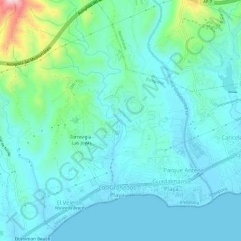 Topografische kaart La Resina, hoogte, reliëf
