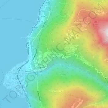 Topografische kaart Vestreno, hoogte, reliëf