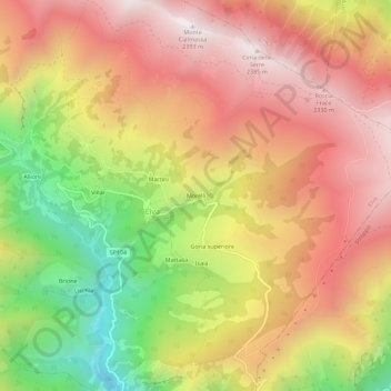Topografische kaart Morelli, hoogte, reliëf