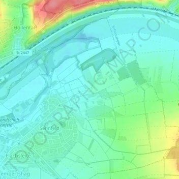 Topografische kaart Bad Sennfeld, hoogte, reliëf