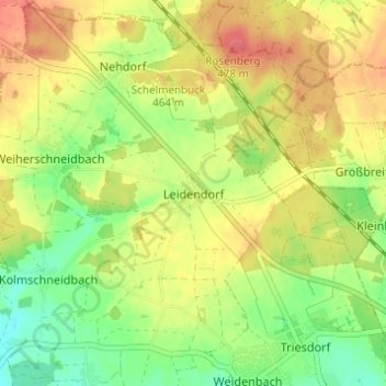 Topografische kaart Leidendorf, hoogte, reliëf