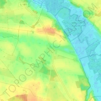Topografische kaart Tressentin, hoogte, reliëf