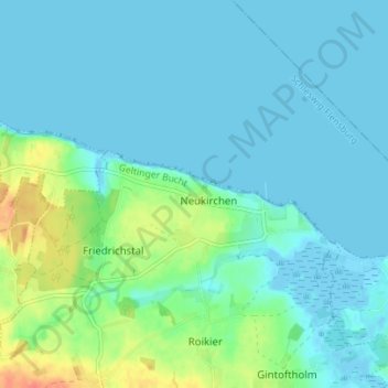 Topografische kaart Neukirchen, hoogte, reliëf