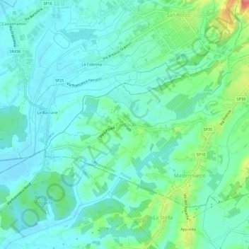 Topografische kaart Cerbaia, hoogte, reliëf