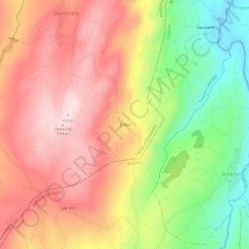 Topografische kaart Telhal, hoogte, reliëf