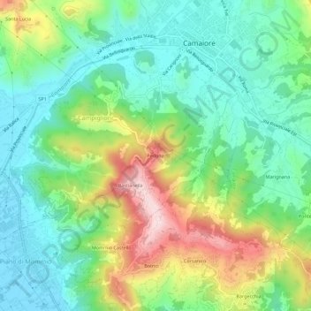 Topografische kaart Pedona, hoogte, reliëf