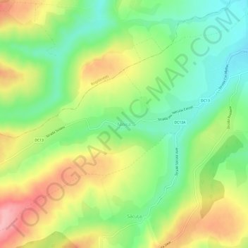 Topografische kaart Moișa, hoogte, reliëf