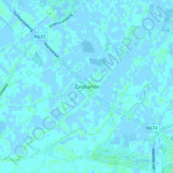 Topografische kaart Zuidzande, hoogte, reliëf