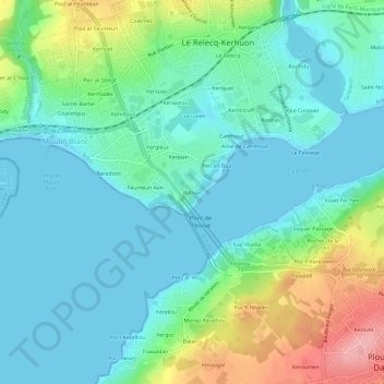Topografische kaart Rubian, hoogte, reliëf