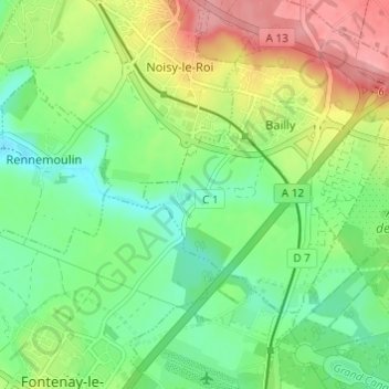 Topografische kaart Les Moulinaux, hoogte, reliëf