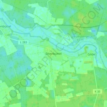 Topografische kaart Ettenbüttel, hoogte, reliëf
