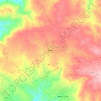 Topografische kaart Brinço, hoogte, reliëf