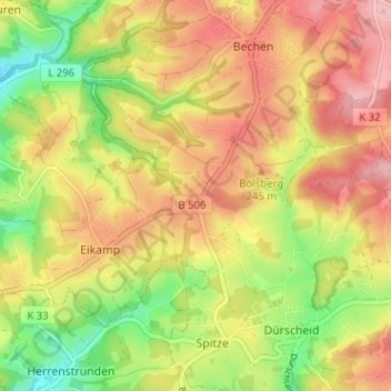 Topografische kaart Schanze, hoogte, reliëf