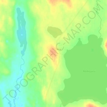 Topografische kaart Molkojärvi, hoogte, reliëf