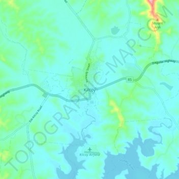 Topografische kaart Kilcoy, hoogte, reliëf