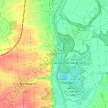 Topografische kaart Garstadt, hoogte, reliëf