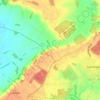 Topografische kaart Tetworth, hoogte, reliëf