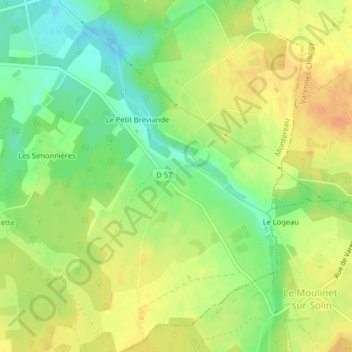 Topografische kaart La Feranderie, hoogte, reliëf