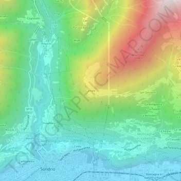 Topografische kaart Carnale, hoogte, reliëf