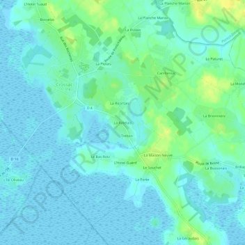 Topografische kaart La Ratelais, hoogte, reliëf