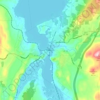 Topografische kaart Newport, hoogte, reliëf