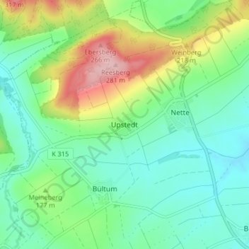 Topografische kaart Upstedt, hoogte, reliëf