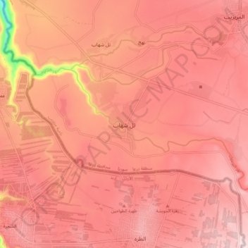 Topografische kaart Tell Shihab, hoogte, reliëf